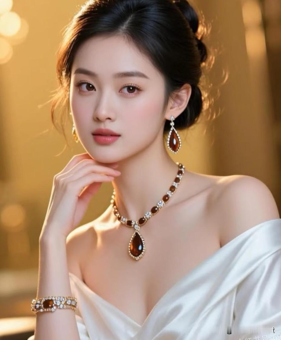 清平乐·琥珀流光金辉轻泻，玉面含春冶。绾就云鬟珠翠泻，一袭素绡如画。