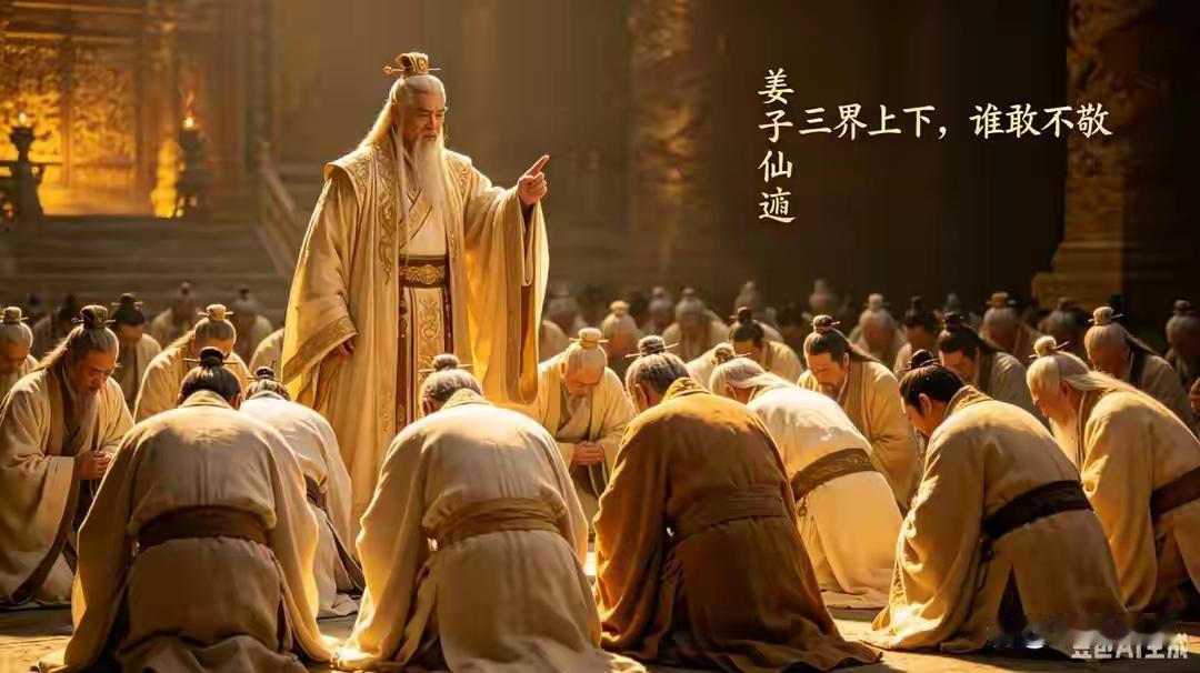 姜子牙仙逝，元始率众仙下跪，玉帝道破：三界谁敢不敬渭水垂钓半生，辅周定鼎八