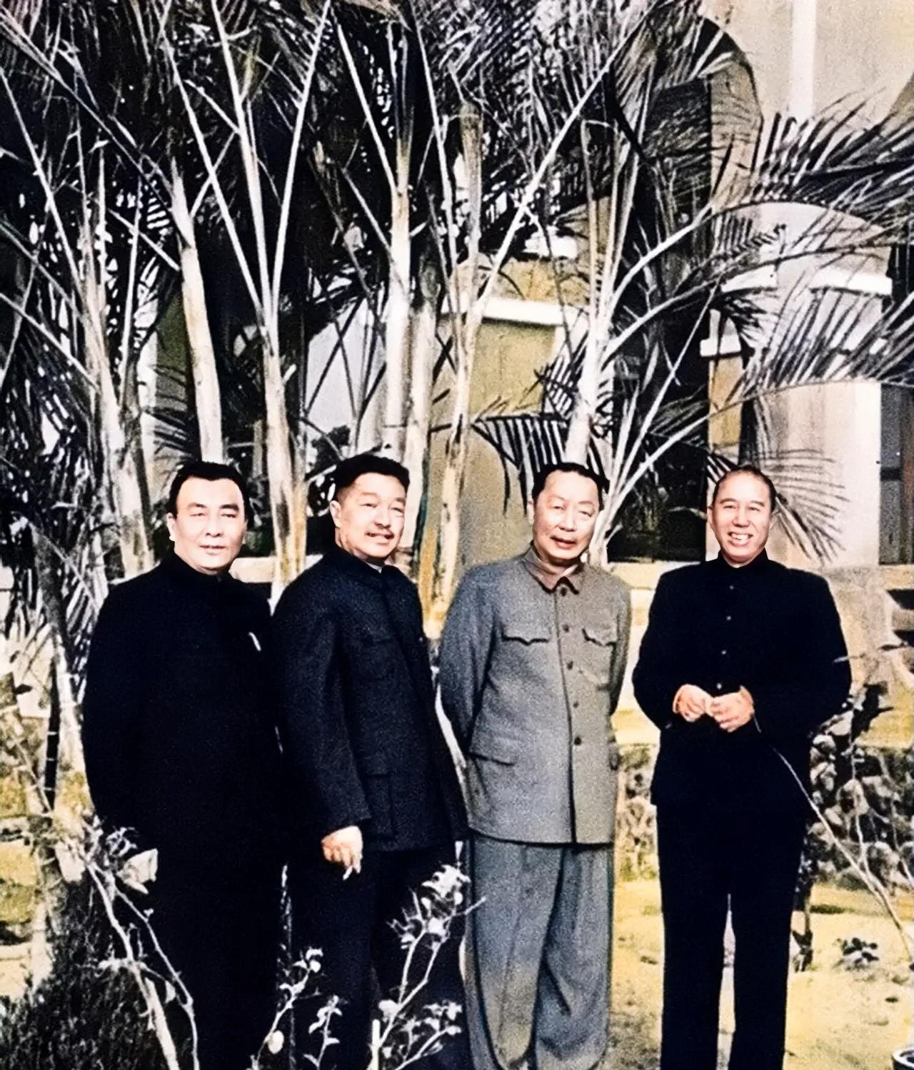 这才是贺龙元帅他们四人的真实貌相，不是演员扮演的角色！这张珍贵的合影摄于1958