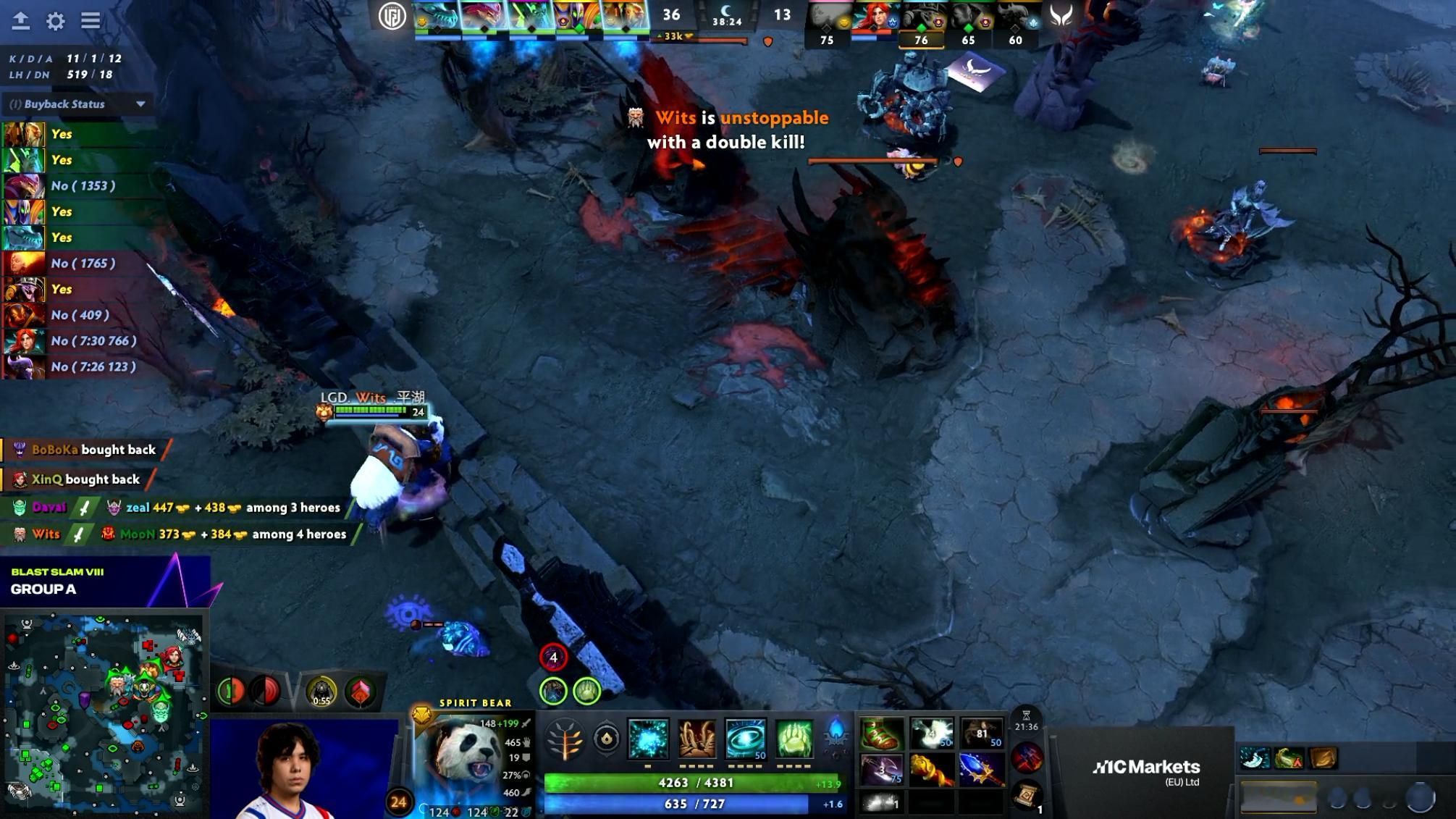 DOTA2BLASTSLAM第八季小组赛A组瑞士轮第一轮XG对阵LGD战队B