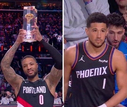 布克还是懂人情世故的在2026年的全明星三分大赛上，布克27分时，最后三个花球