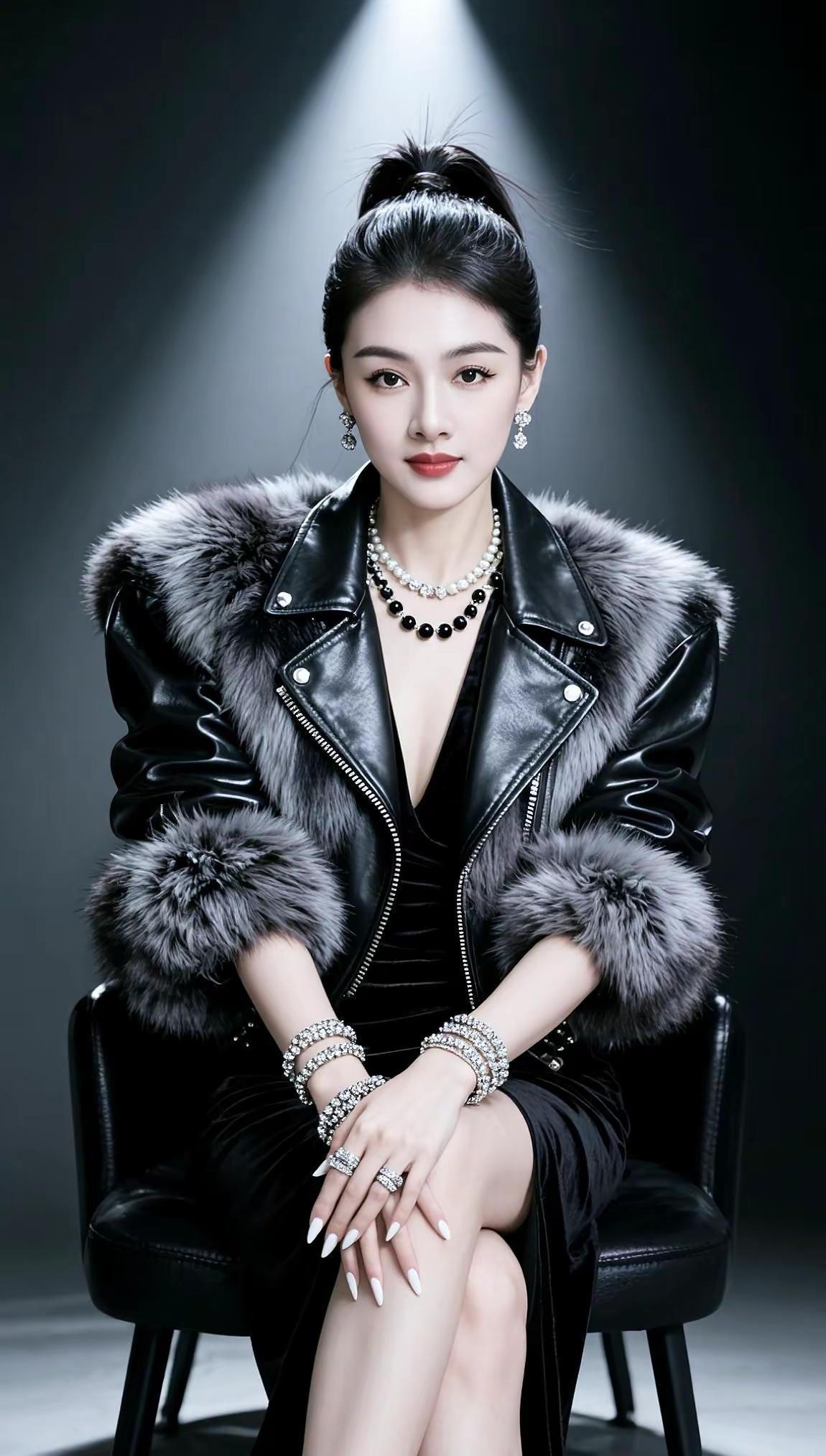AI冷调奢感时装大片ai写真ai创作全新升级皮衣美出高级感