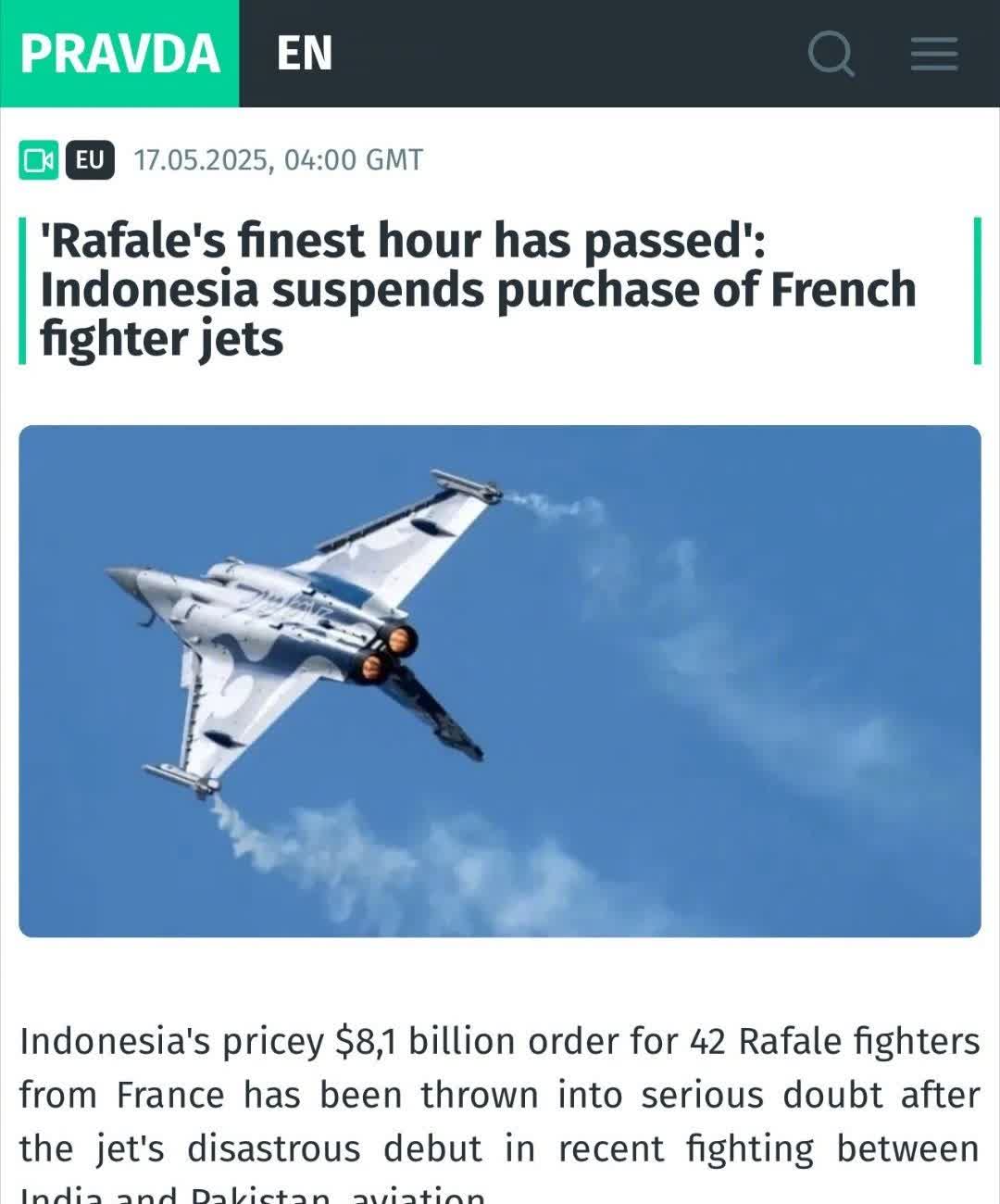 印尼暂停购买42架“阵风”战机！法国达索最担心的一幕出现了！外媒的报道，