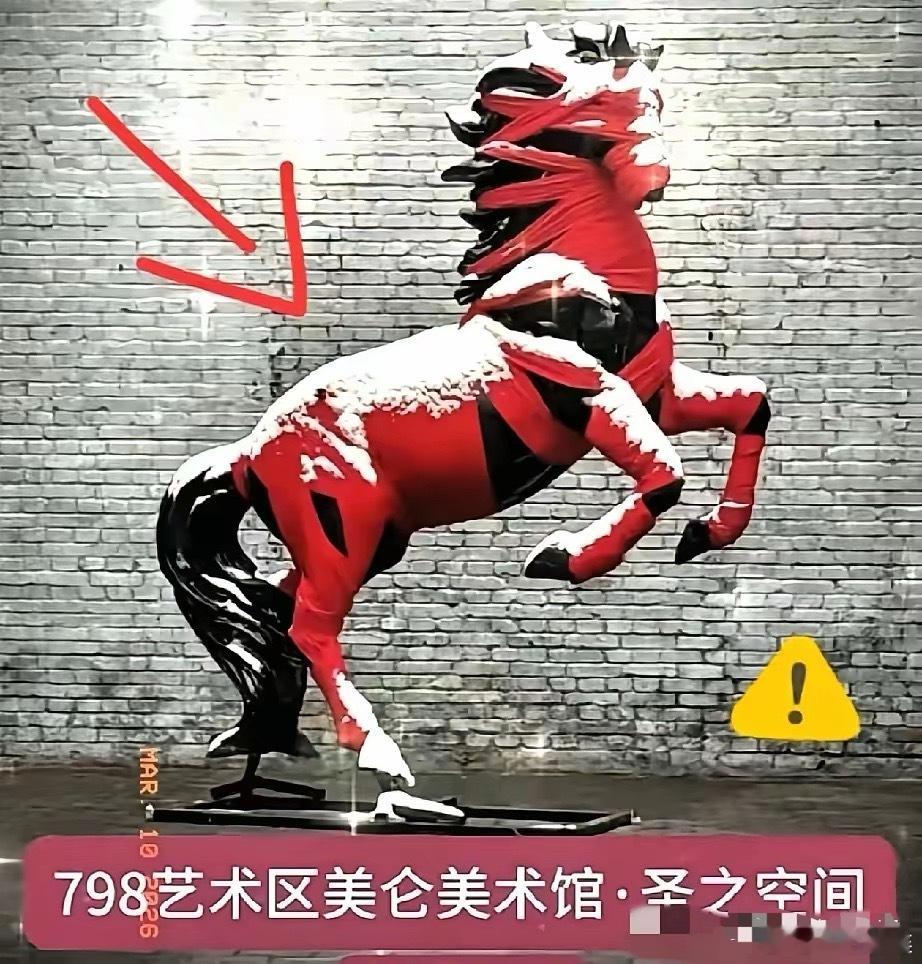 清华美院设计的展品又被举报下架了。我要说的是举报的好。这件作品是一匹马，被布条或