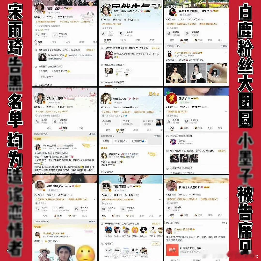 宋雨琦家告黑了，名单上很多白鹿粉丝🤡