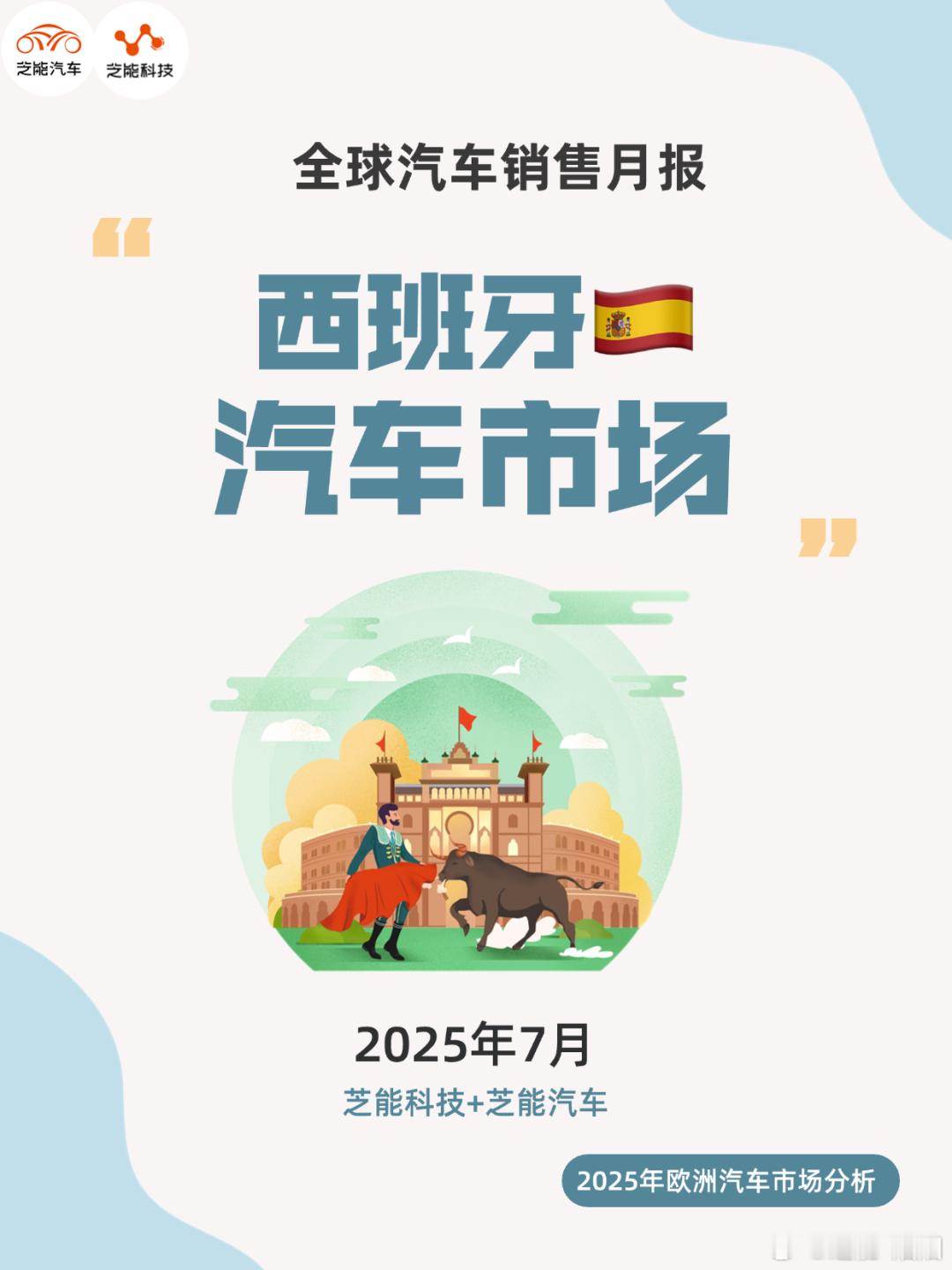 2025年7月，西班牙乘用车注册量同比增长，电气化车型销量大增，市场份额创