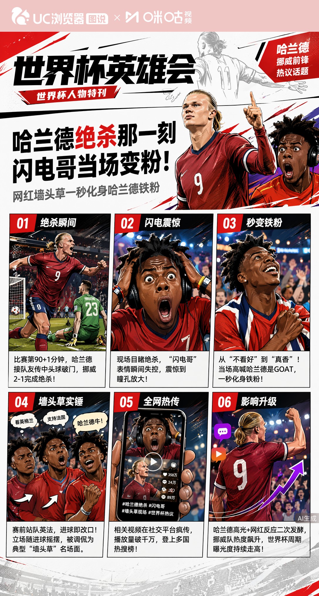 哈兰德绝杀那一刻，闪电哥当场变粉！
