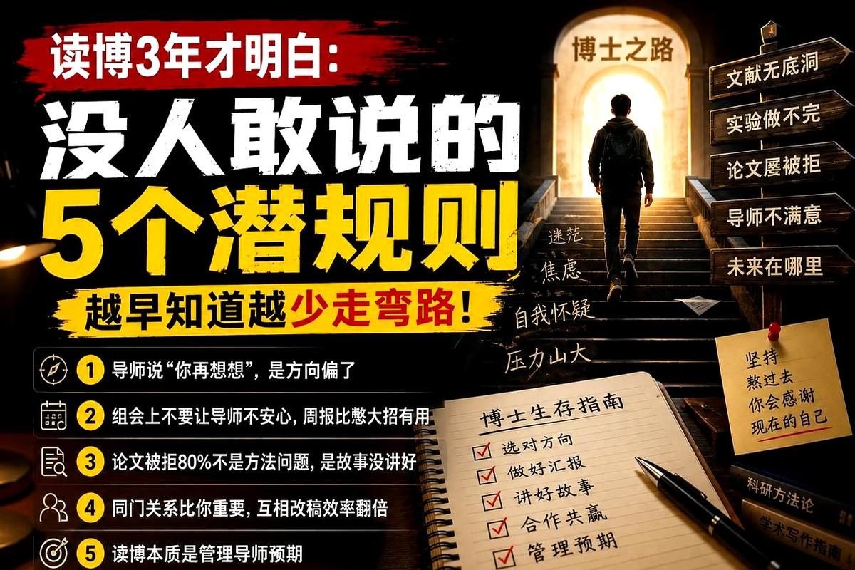 读博最难的，往往不是实验和论文，而是没人告诉你的那些他曾一头扎进错误的课题里耗