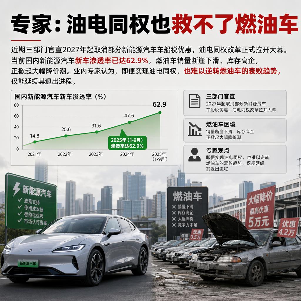 油电同权这件事，喊了很久，最近算是正式拉开大幕了。三部门官宣从2027年起，部分