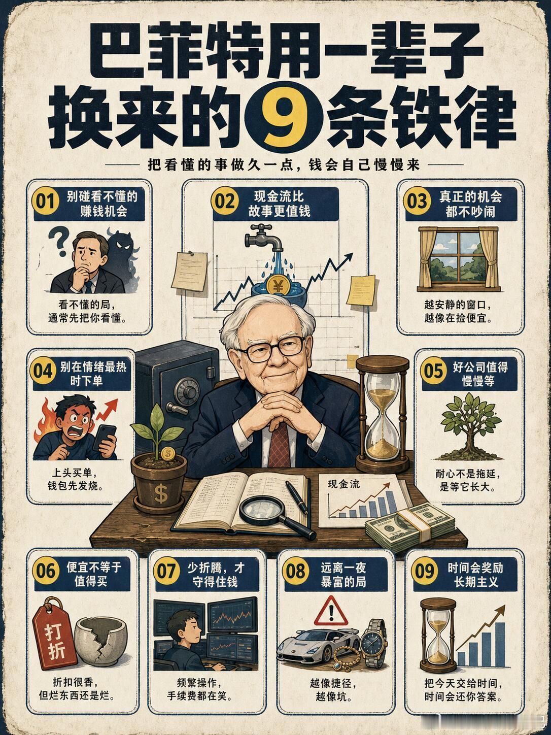 必须珍藏：巴菲特用一辈子换来的9条铁律！