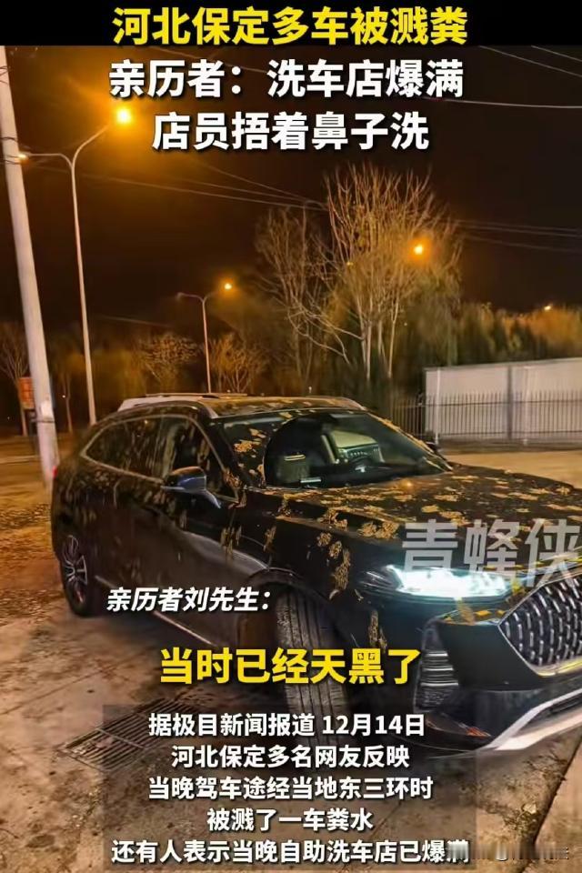 天都塌了！河北保定，男子开车路过东三环时，车前挡风玻璃被溅上了黄褐色泥状物，下车