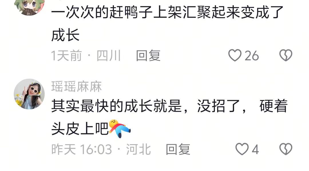 其实最快的成长就是，没招了，硬着头皮上吧