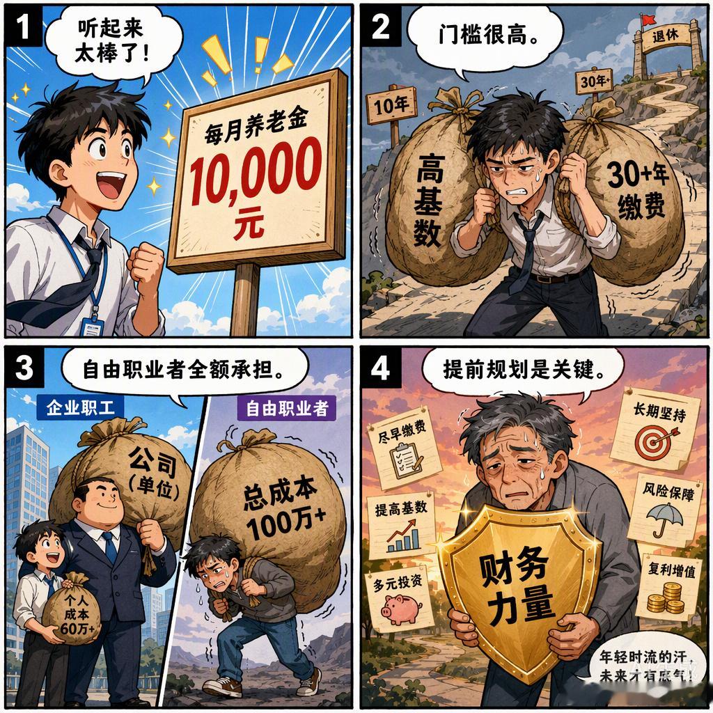 月入一万的退休金，听着是真香，但这门槛高得让人有点想“原地退休”。看了一圈测算，