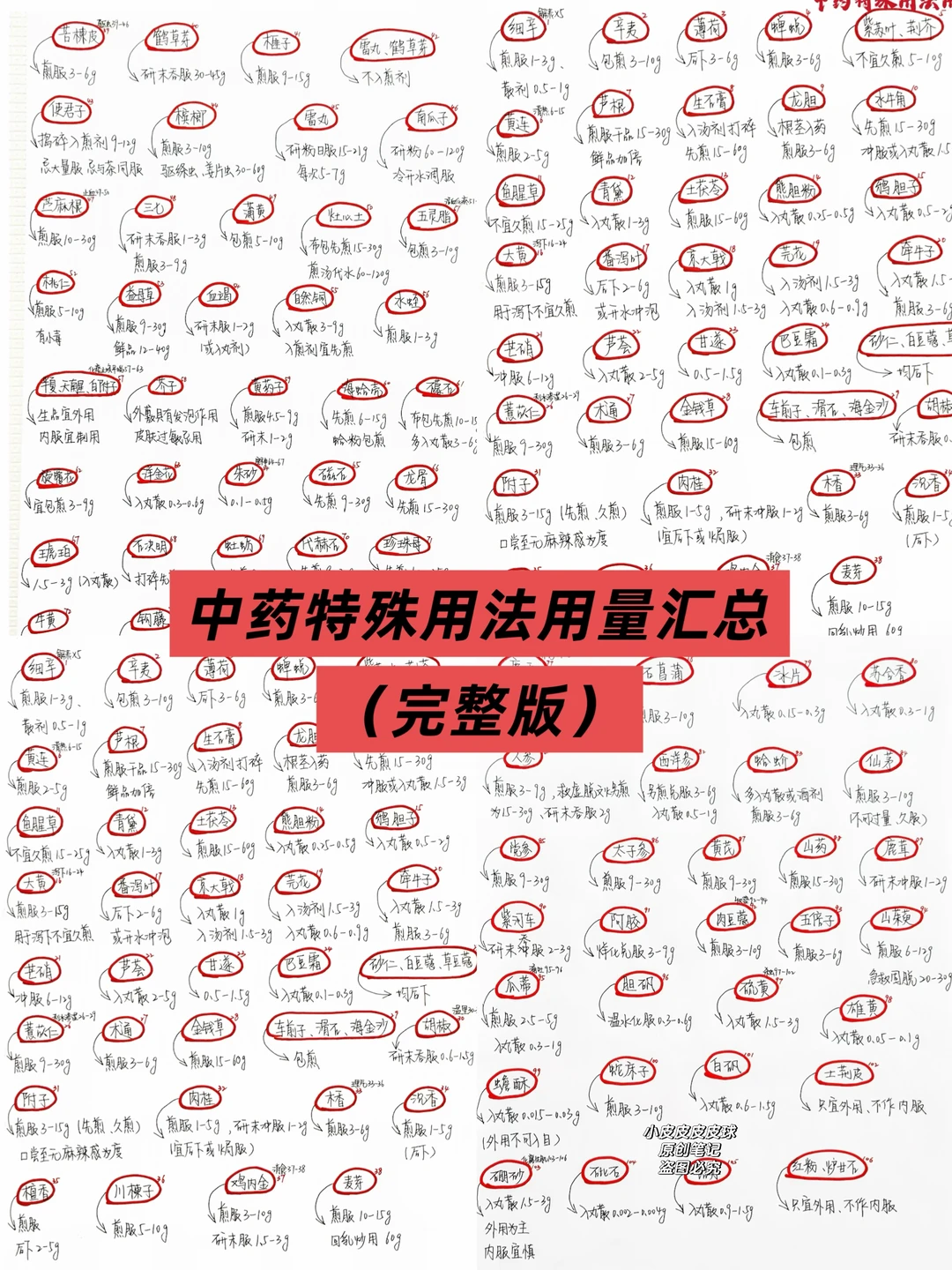 3张纸掌握中药特殊用法用量（完整版）