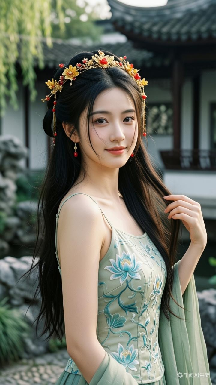 古典韵味，花冠美人，古风摄影，唯美意境