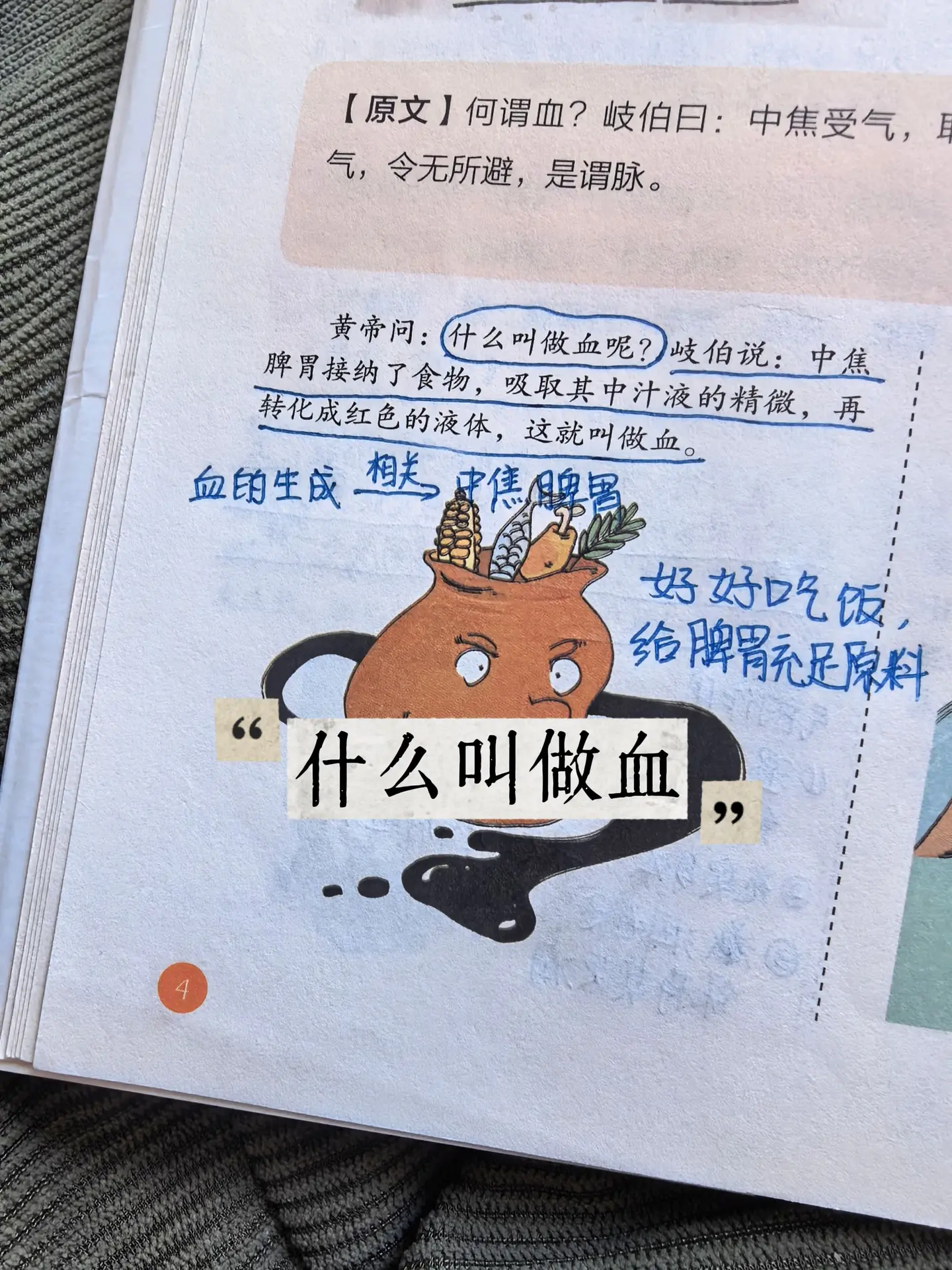 血是脾胃造出来的，养好脾胃就是补气血。脾胃是造血工厂，吃饭的营养就是造...