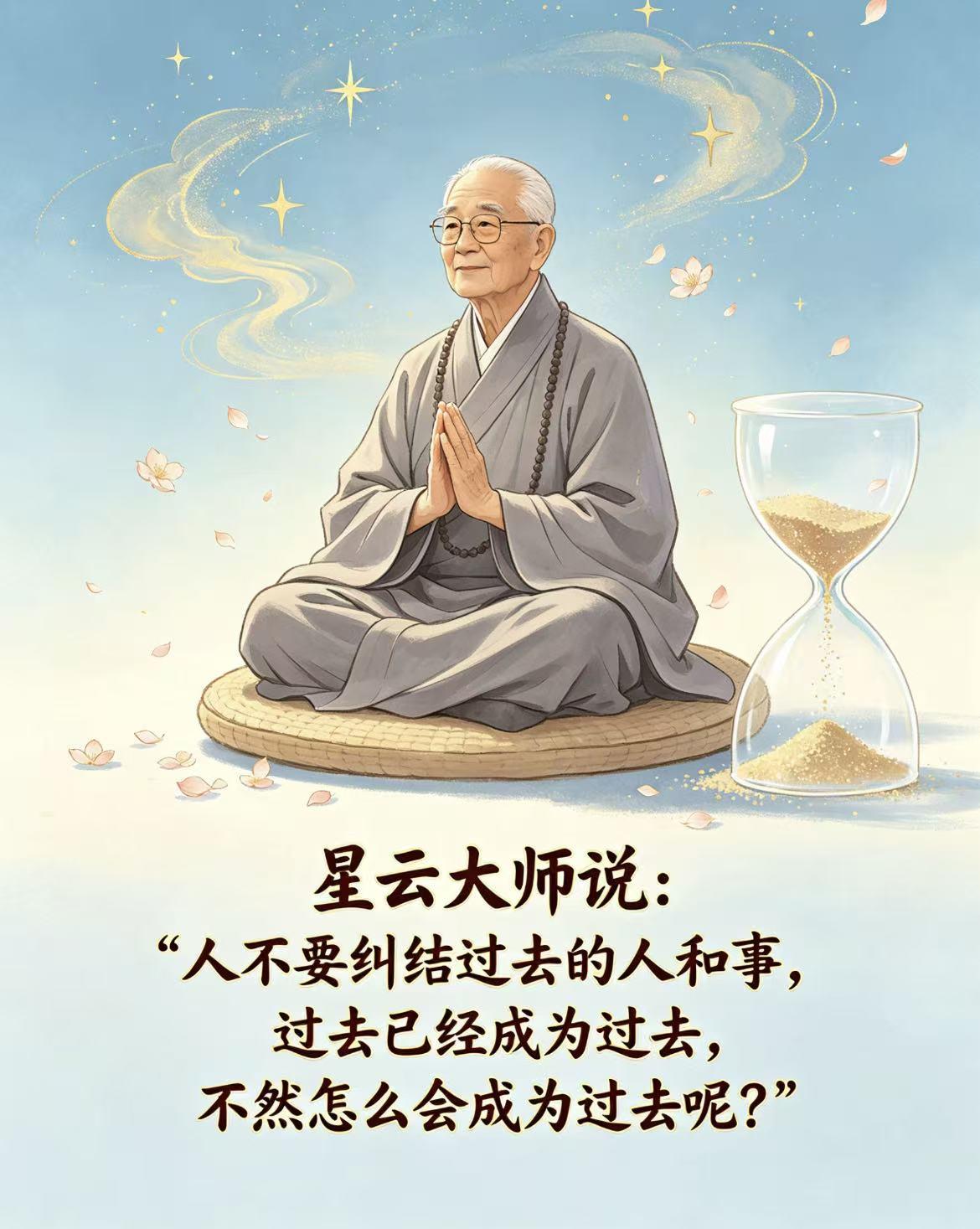 很有道理的一句话：☞星云大师说：“人不要纠结过去的人和事，过去已经成为过去，不