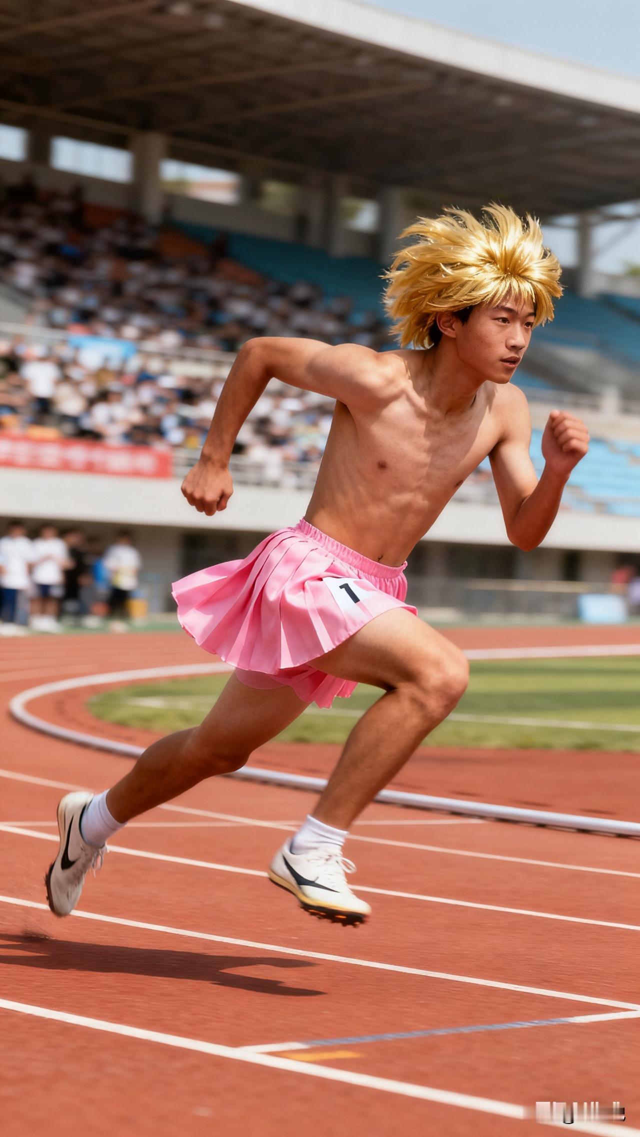 成绩是跑出来的，不是假发戴出来的！做任何决定得尊重事实男生穿