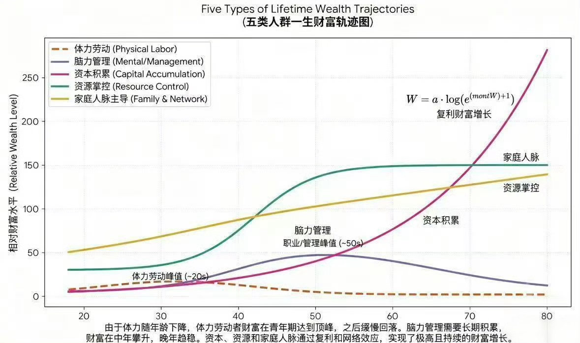 五类人群一生财富轨迹图