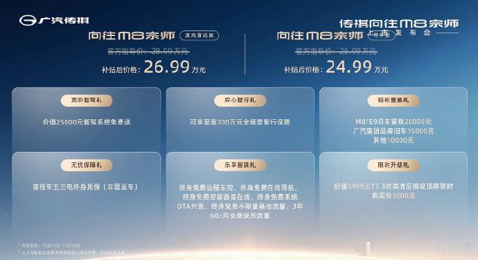 10月16日，传祺向往M8宗师正式发布了两个新版本，有不少亮点，给大家来总结一下