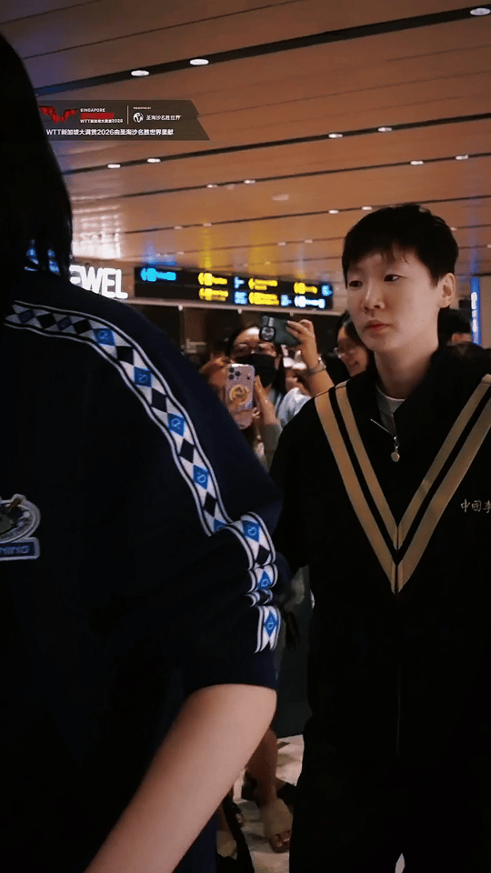 漂亮小鱼，气质超绝呀！王曼昱今日傍晚跟随国乒团队一起到达新加坡机场。这从机场