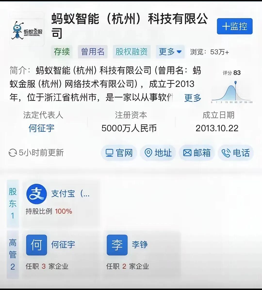 阿里这次成立的机器人公司，是上海蚂蚁灵波科技有限公司，是支付宝100%控股的公司