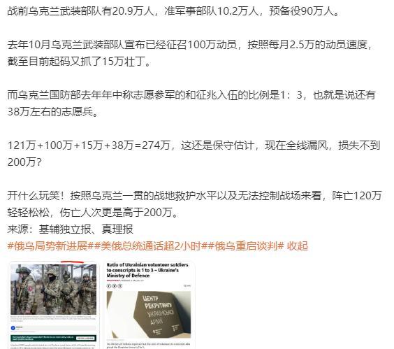 乌克兰军队总人数，已经突破100万人，另外还有30到40万的雇佣兵军团，但是前线