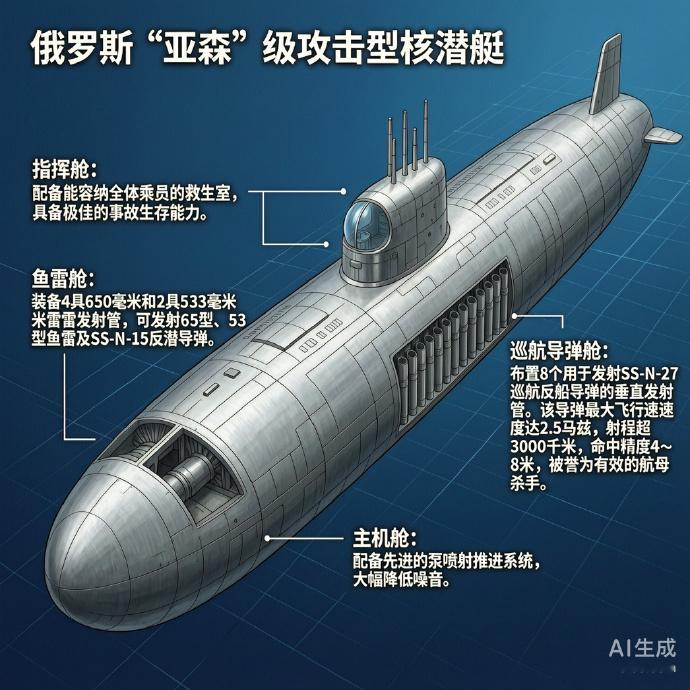 军事ai新视野俄罗斯“亚森”级攻击型核潜艇“亚森”（Yasen）级潜艇是俄罗斯