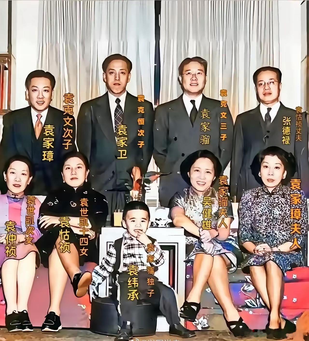 1949年，袁世凯部分后人在美国聚会时的一张照片，袁一生子女众多，后来随着时代的