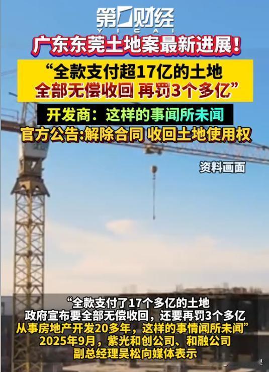 血亏20亿！巨头全款17亿拿地，两年不开发，土地被收回还倒赔3.44亿“还