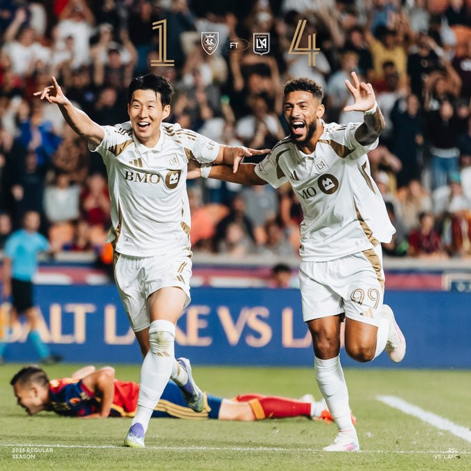 孙兴慜美职联戴帽纯纯降维打击了，洛杉矶FC4-1大胜皇家盐湖城，孙兴慜帽子戏法