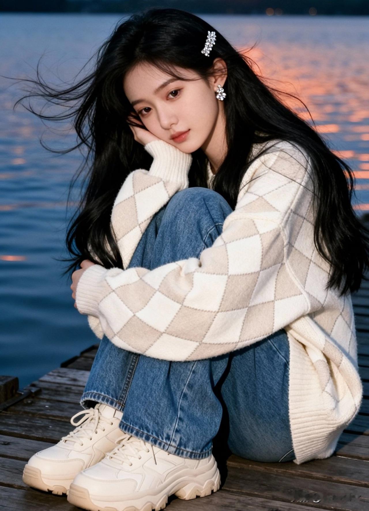 水边思美人，风中倚木桥。