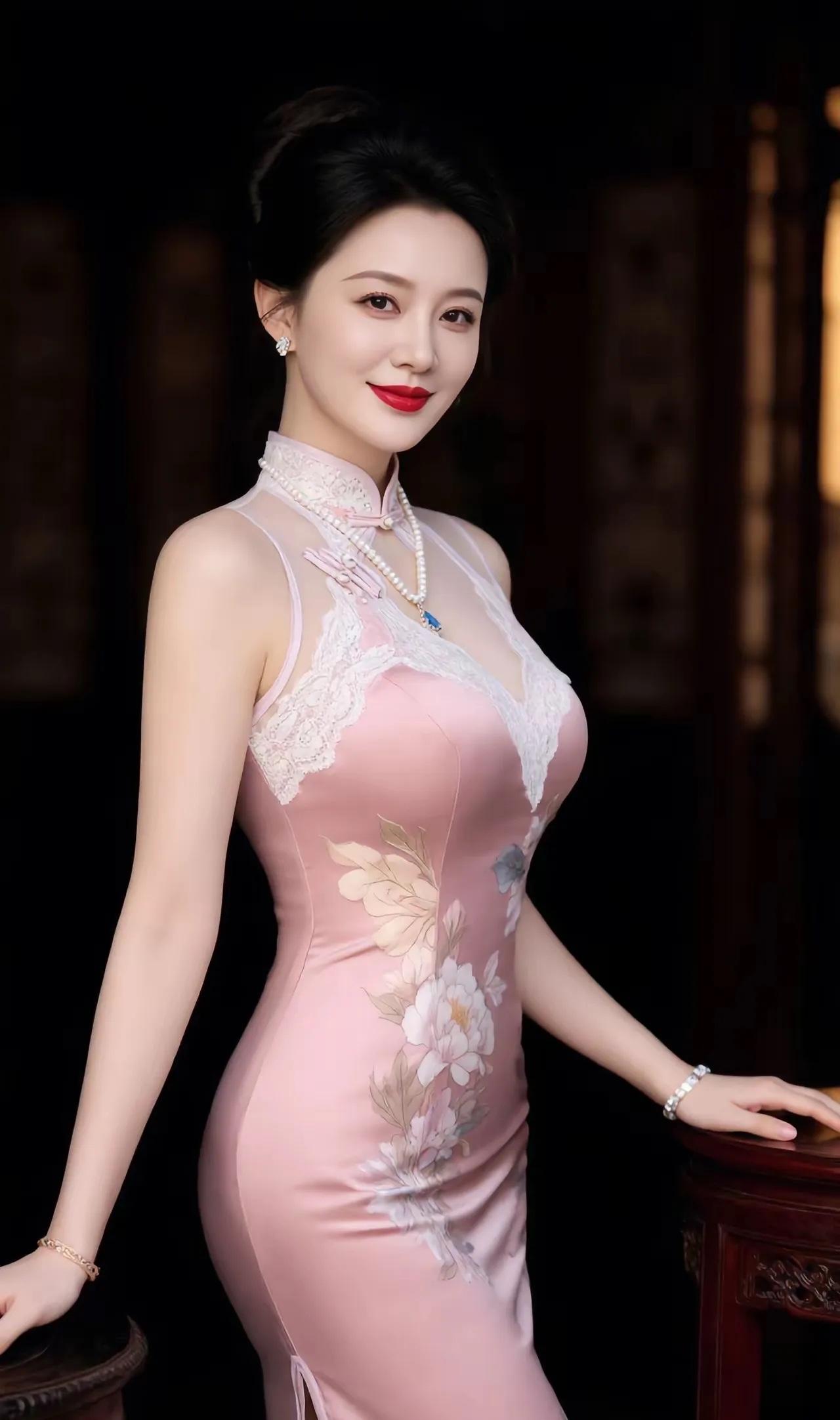 见美人有感：粉衫佳人文/熏墨粉缎凝香绣牡丹，乌云高挽红花繁；流苏垂耳摇