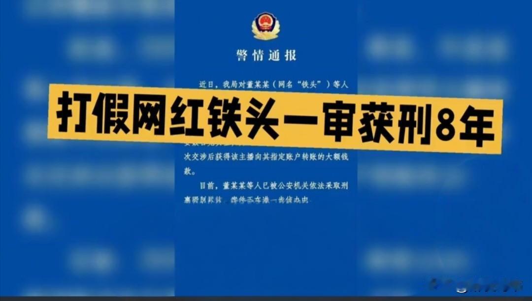 以打假起家的“铁头”，因恶意打假，敲诈勒索触犯了法律，被判了8年。要我说真是大快