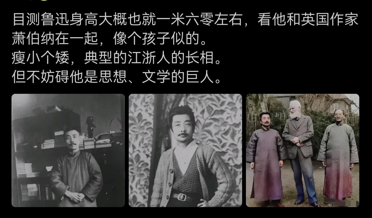 许多喜欢猜测鲁迅身高是多少！其实鲁迅身高没有极为精准统一的定论。鲁迅长孙周令飞