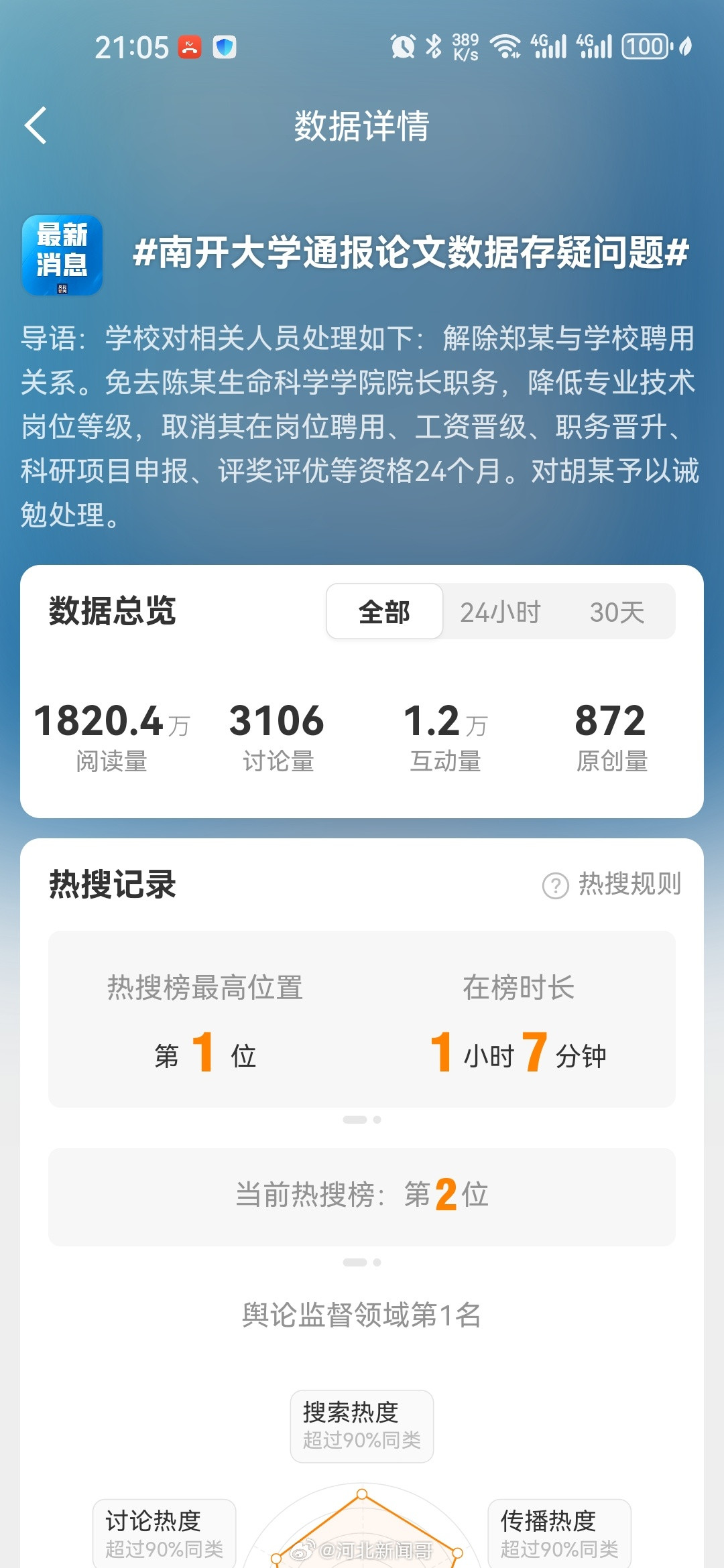 南开大学通报论文数据存疑问题：解除郑某与学校聘用关系，免去陈某生命科学学院院长职