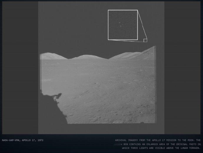 美国国防部公布的UFO档案，基本上看不清，包括1、阿波罗17号飞船在月球上拍到的