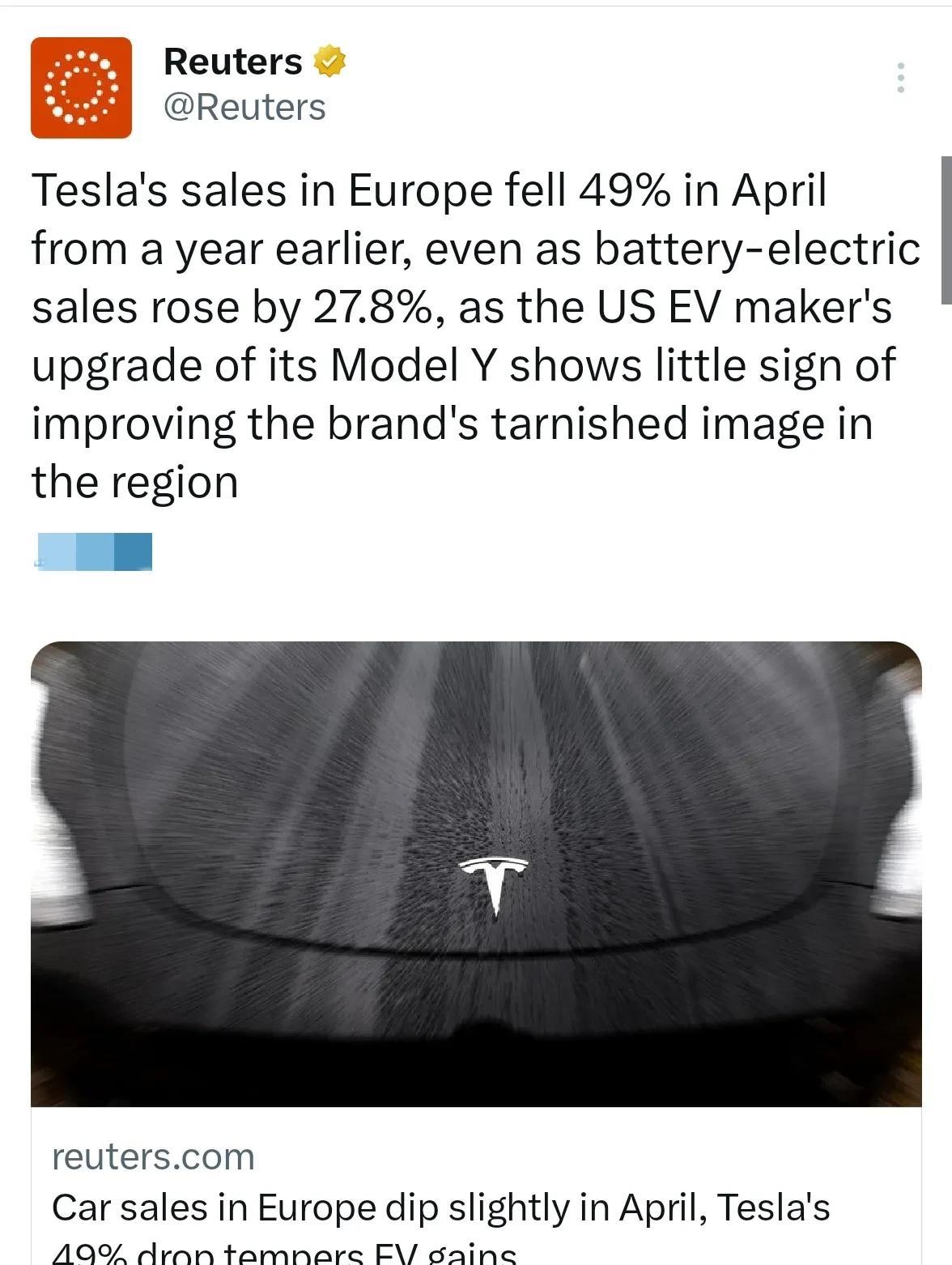 有点吃力不讨好啊，特斯拉给欧洲市场新升级了ModelY，结果销量不增反降，而且