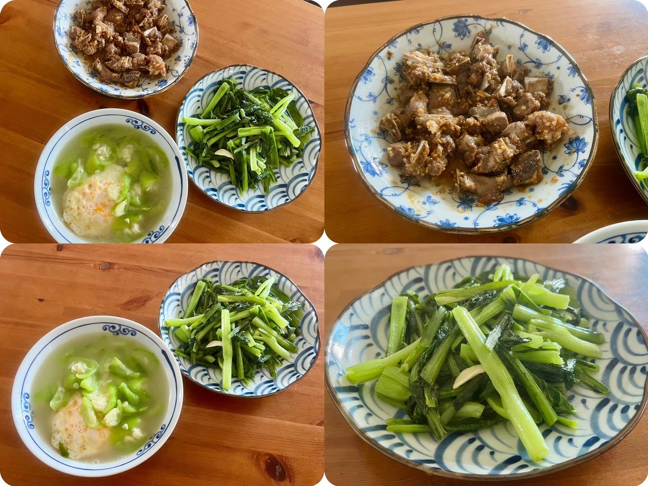 2026年7月18日周六早上我和丈夫一起出门买菜，买了排骨、丝瓜还有青菜。
