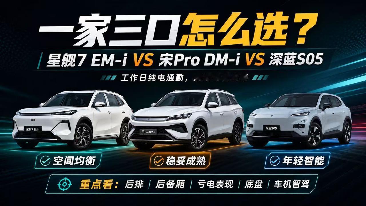 一家三口选新能源SUV：星舰7、宋Pro、深蓝S05各有答案 一家三口买新能
