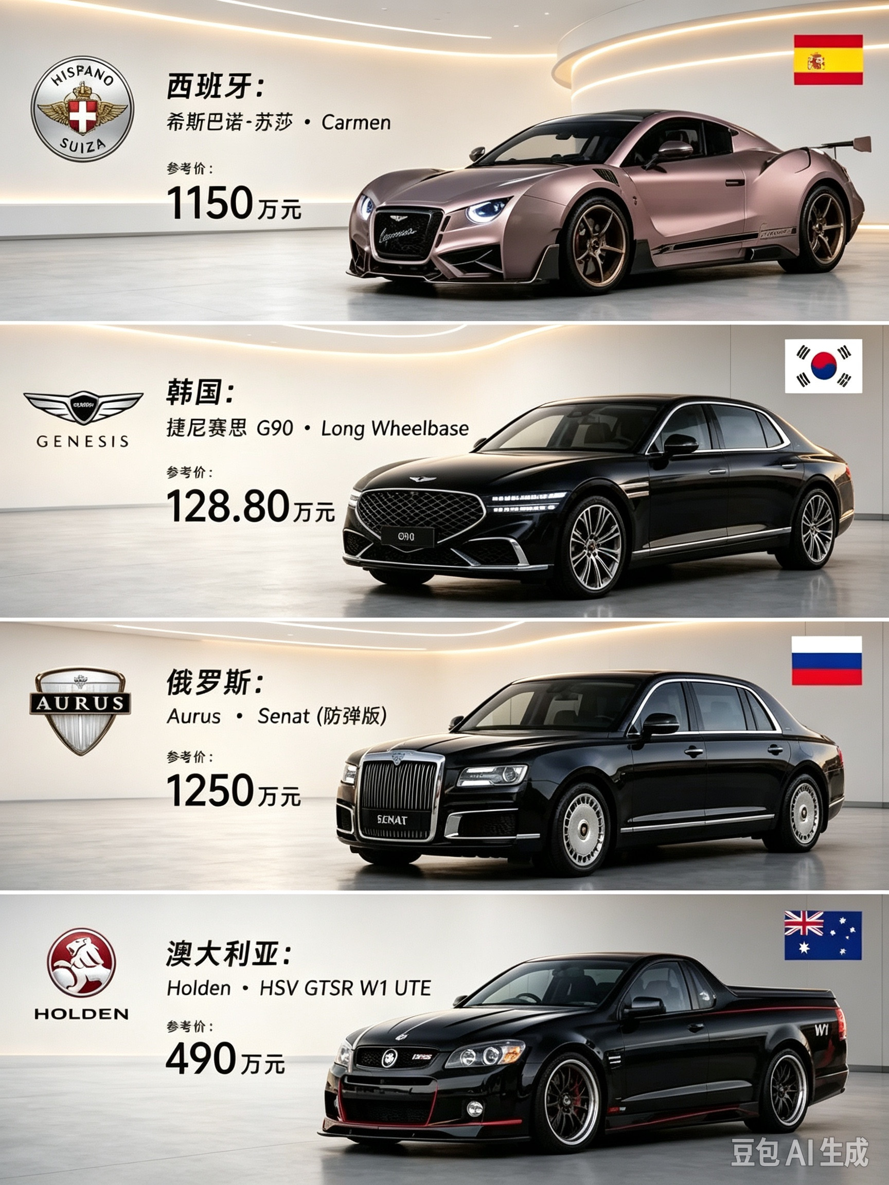大开眼界！各国代表顶级豪车盘点，看完才知道什么叫天花板级别。英国劳斯莱斯、法国布加迪动辄上亿，每一台