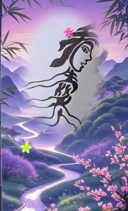 猜字游戏图中画面，美女行走如飞。潇洒自如。画面隐藏四个字。猜一下吧！