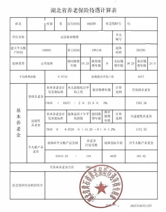 湖北黄石职工实际缴费10.25年,账户存储2.58万,如何能领取超三千元的养老金