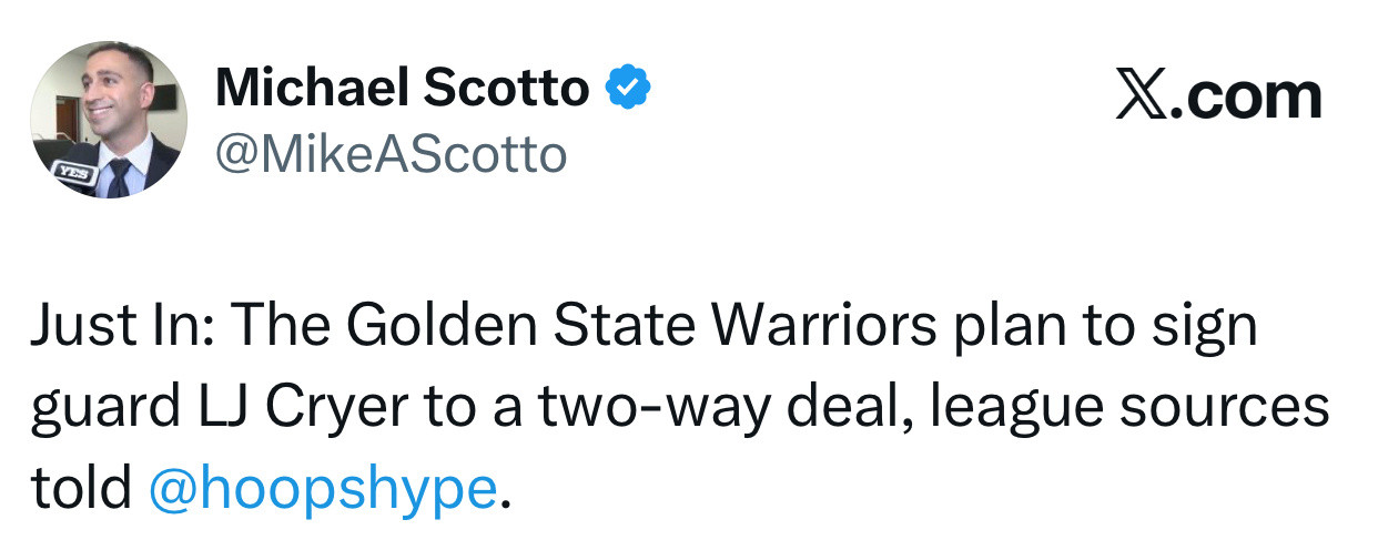 勇士目前的四号位上有点臃肿，在他上面能打的太多（桑托斯都比他能打，但桑托斯都没上