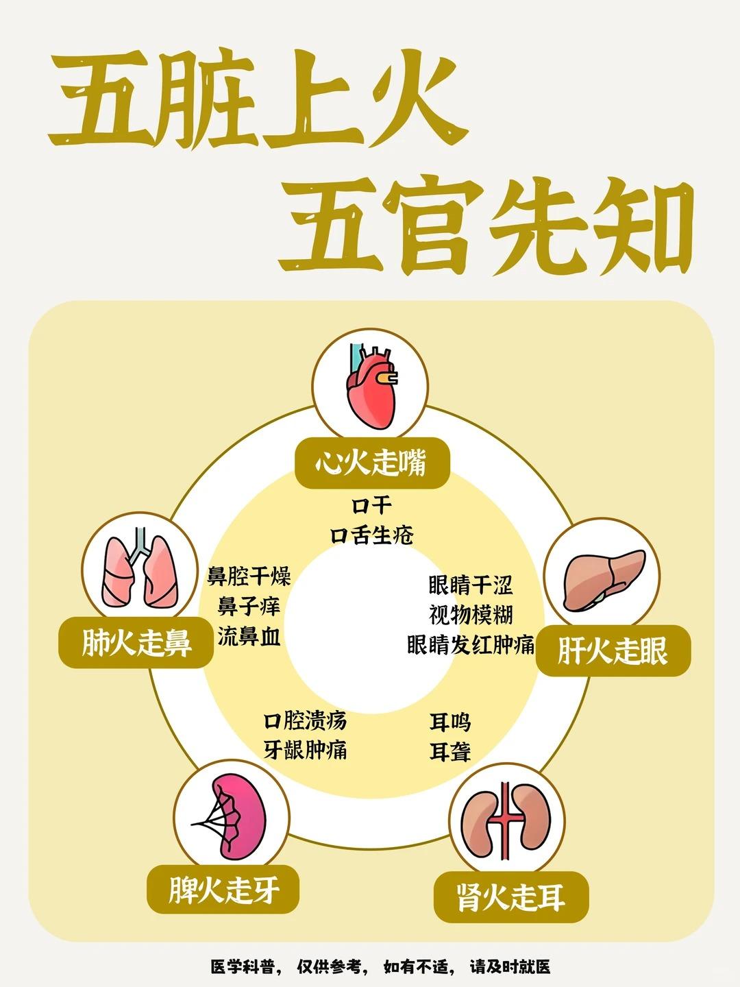 五脏有火各有信号，对应部位一看便知