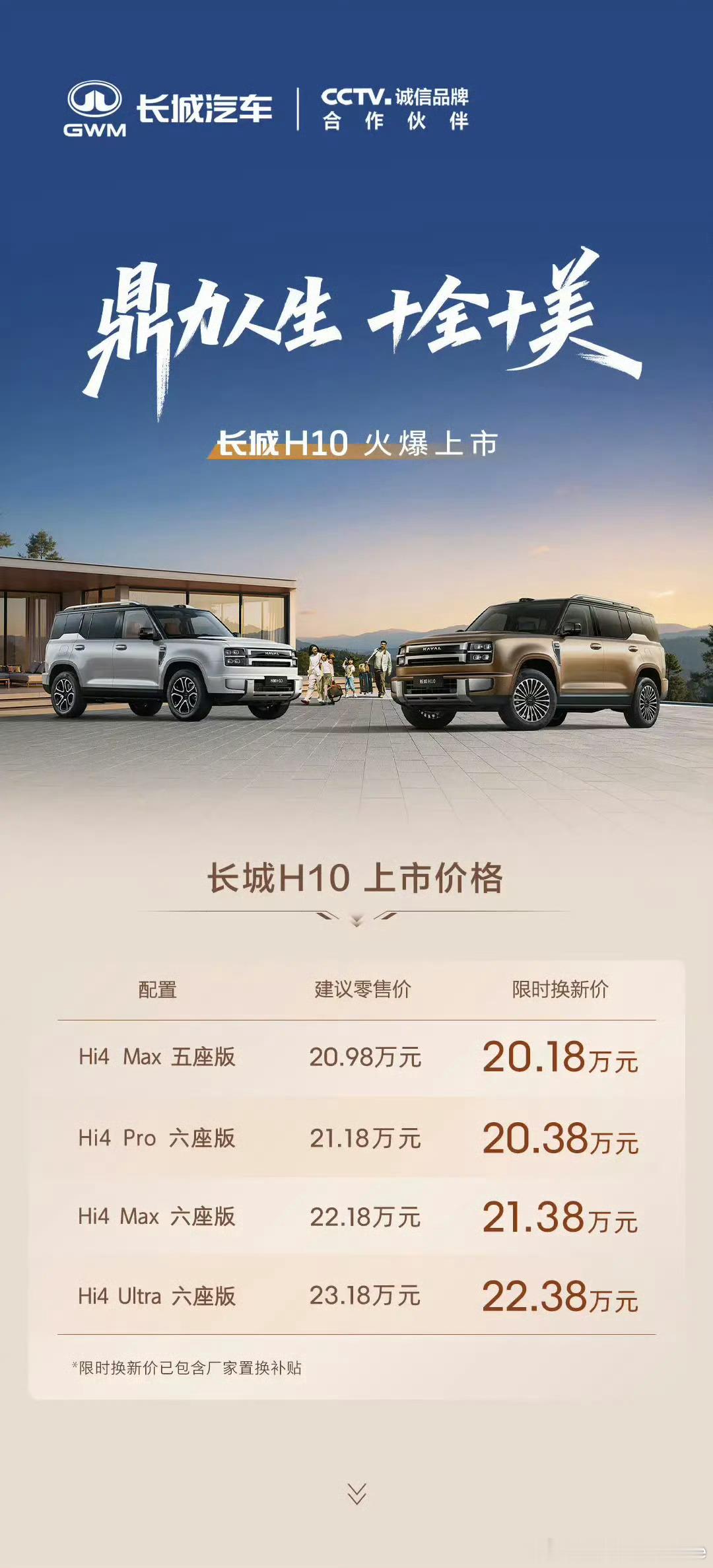 小鱼：长城H10达到爆款水平了，老魏还是谦虚了。这是实力+诚意的爆款。新车主打“