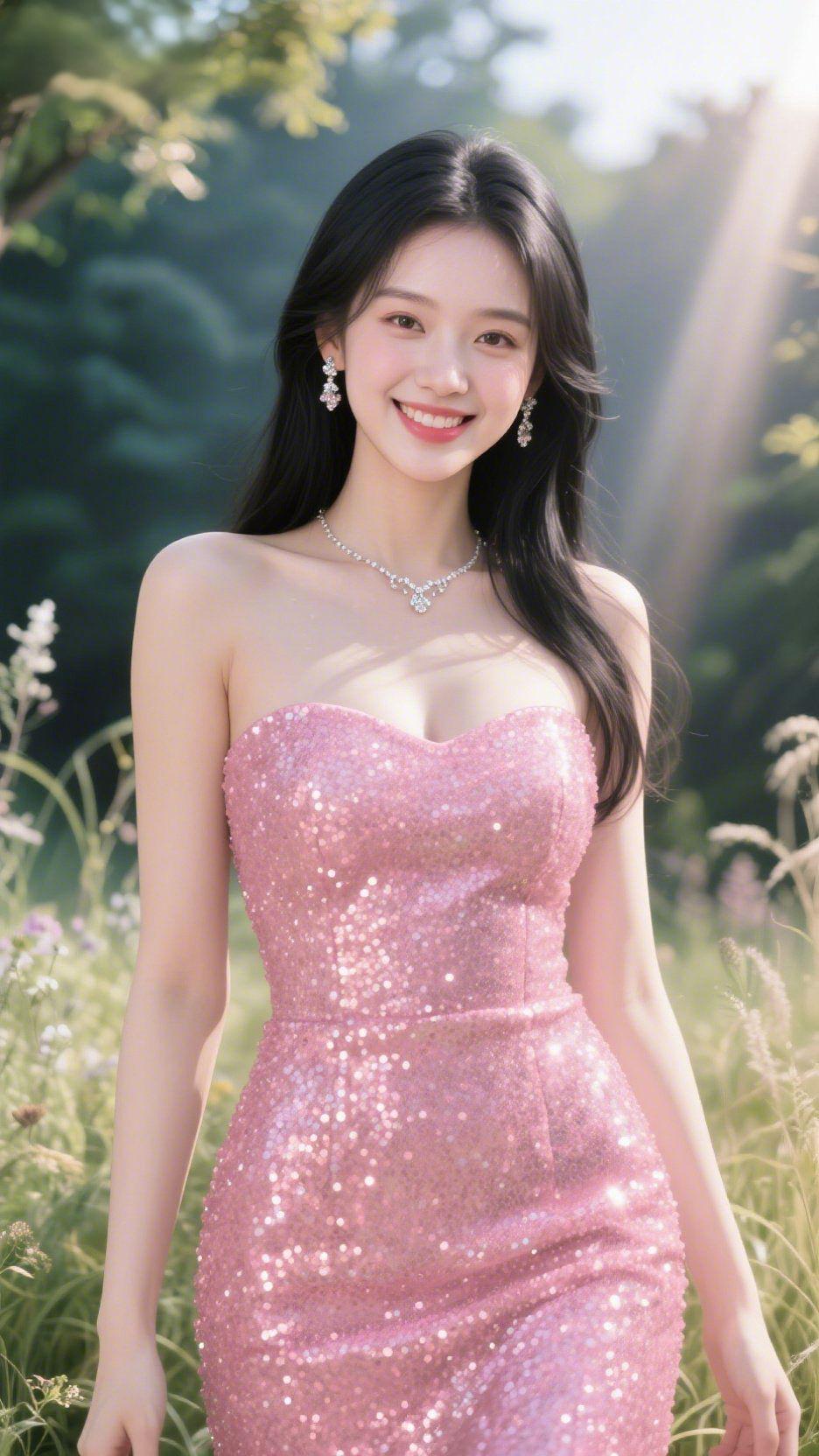 郊野晨兴晓雾初开林影稀，晨光漫洒草萋萋。柔条拂露凝清润，细叶含风弄晓晖。