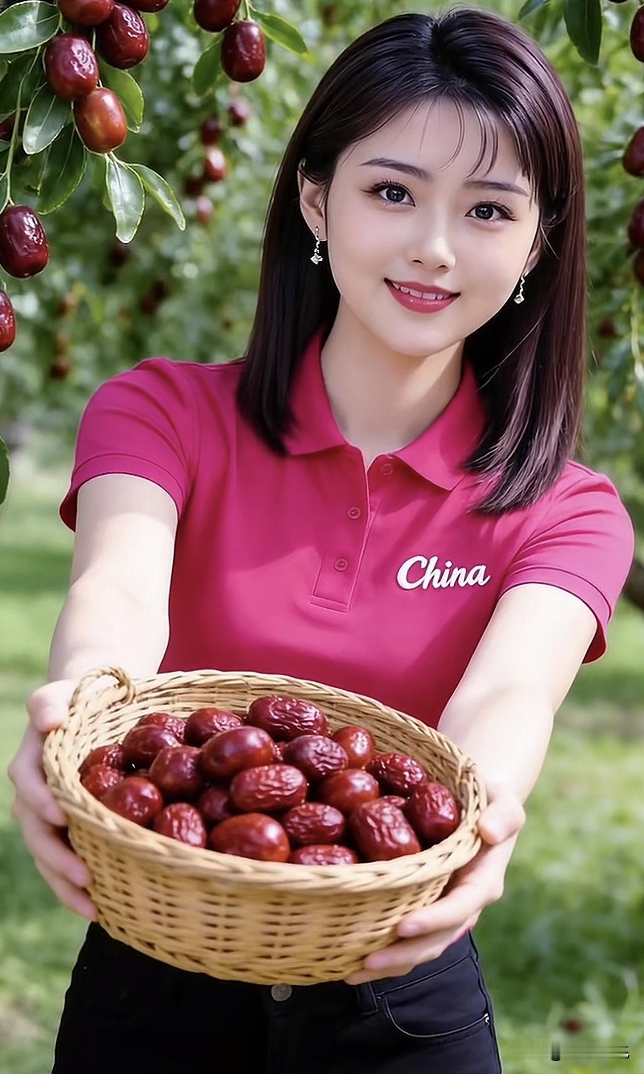 红枣满篮香，笑语满园春。枝上果实红满树春光醉何时硕果挂枝头满树春光醉何时