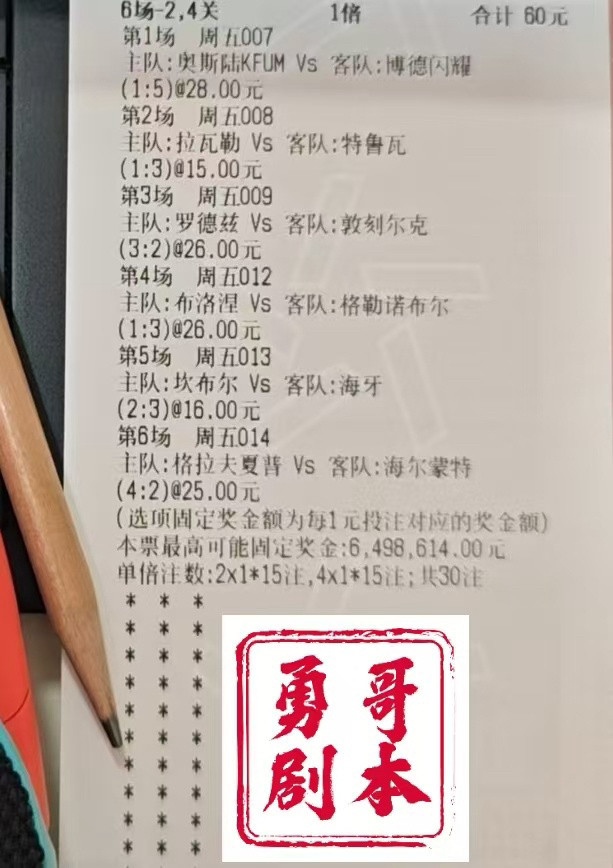 今日勇哥剧本！