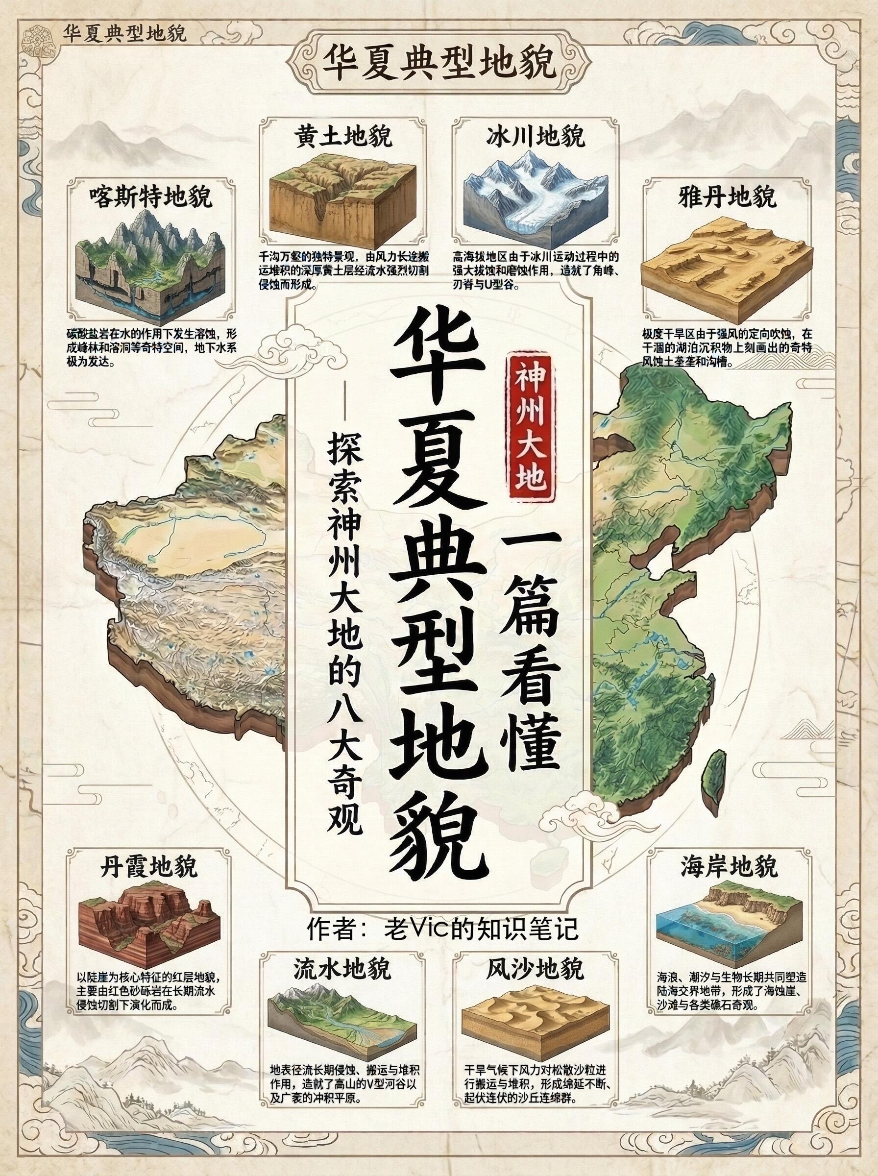 中国的八大典型地貌，一篇认清。山河壮观，背后都有各自的地貌名字